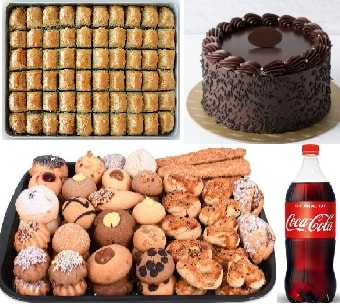 8 ile 10 kiilik Klasik ikolatal ya pasta 1 lt cola 1 kg Kuru Pasta 1 kg cevizli baklava